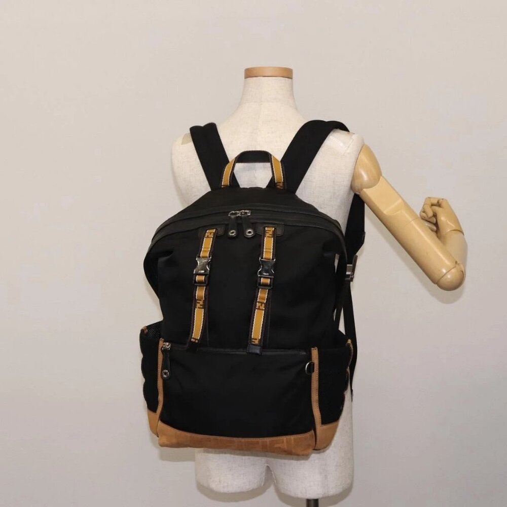 FENDI Zucca Canvas Backpack Black Silver Auth hk3